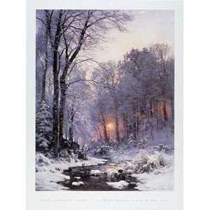  A Twilit Wooded River in the Snow by Ander Anderson Lunby 