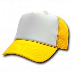  Decky Vintage Foam Trucker Hat 2 Tone   White / Yellow 