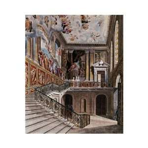  Grand Staircase Hampton Court by D. Havell. size 17.25 