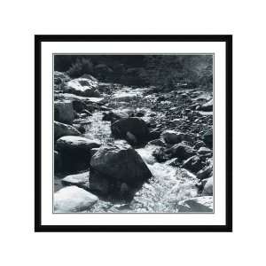  Ansel Adams Framed Art Mountain Stream B&W Photography 