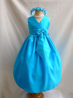 NEW TURQUOISE PAGEANT PARTY FLOWER GIRL DRESS SIZE 1 14  