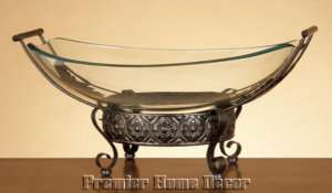 Old World Tuscan Glass Centerpiece Decorative Bowl  