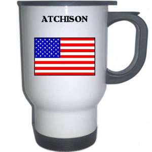  US Flag   Atchison, Kansas (KS) White Stainless Steel Mug 