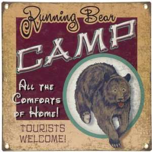  Running Bear Camp Rustic Metal Wall Sign, 14x14