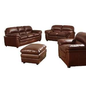  Baxton Studio Redding Cognac Leather Modern Sofa Set 