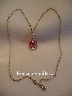 Faberge Romanov Crown Necklace . Enameled a translucent deep ruby RED 