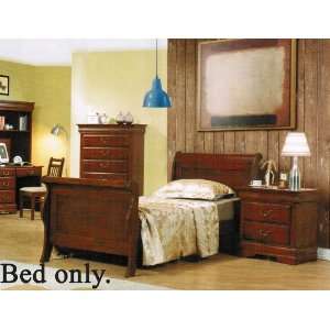  Twin Size Bed Louis Phillipe Style Medium Brown Finish 