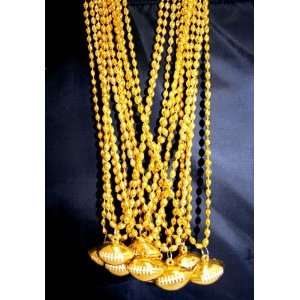   Oval Gold Mardi Gras Beads with Football Pendant   Dozen Toys & Games
