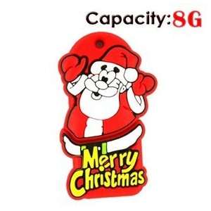  8GB USB Flash Drive with Cartoon Santa Claus Pattern (Red 