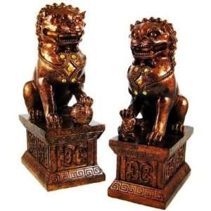  Chinese Foo Dogs with a Bronze Finish 9 1/2 Inch High 