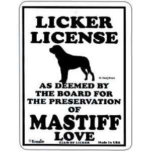  Mastiff Licker License Sign Patio, Lawn & Garden