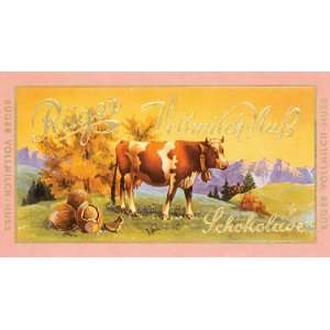  RUGER VOLLMILCH NUSS SCHOKOLADE COW CHOCOLATE CRATE LABEL 