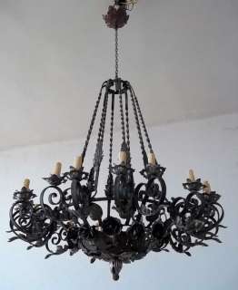 Large handmade wrought iron entry chandelier 20 lights  