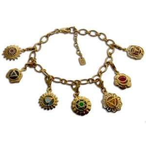  GOLD Seven Chakras Charm Bracelet 7.5 Jewelry