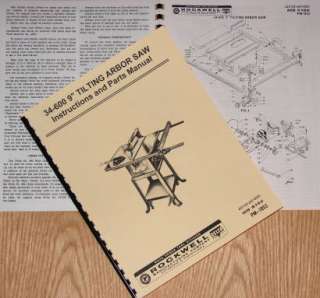 DELTA ROCKWELL 34 600 9 Table Saw Part Manual  