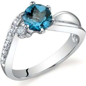 Ethereal Curves 1.00 carats London Blue Topaz Ring in Sterling Silver 