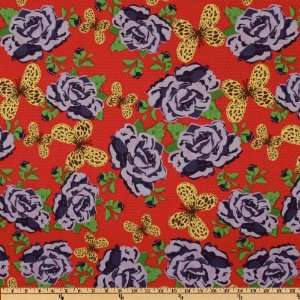  44 Wide Country Lane Floral Red Fabric By The Yard Arts 
