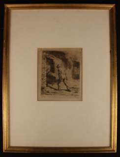 ANTIQUE ETCHING FAMOUS OLD FRENCH JEAN F. MILLET LE PAYSAN RENTRANT 