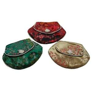  Chinese embroidered brocade fabric snap pouch   set of 3 
