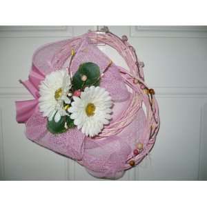  12 Handmade Front Door Wreath Pink Mesh and White Silk 