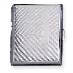  Nickel plated Diagonal Lines w/eng box Cigarette Case 