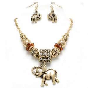   Style Elephant Pendant Statement Necklace and Earrings Set Elegant