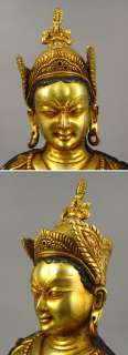 Old Tibetan 24k Gilt Bronze Guru Rinpoche Statue  