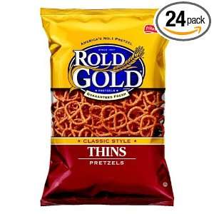 Rold Gold Classic Thins Pretzels, 6.16875 Ounce Bags (Pack of 24 