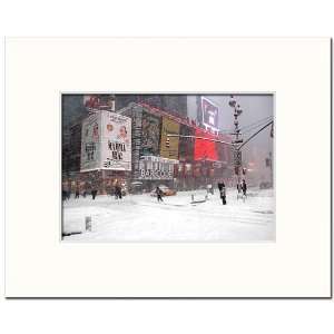  Blizzard on Times Square, New York   8 X 10 Matted Art 