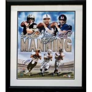  Eli Manning Autographed Picture   Peyton Archie Framed 