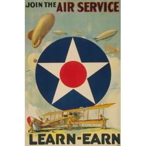  World War I Poster   Join the Air Service Learn   earn. 36 