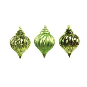  Pack of 12 Natures Glow Green Teardrop Glass Christmas 