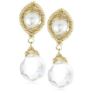  Dana Kellin Day or Night Pearl and Milky Quartz Earrings Jewelry