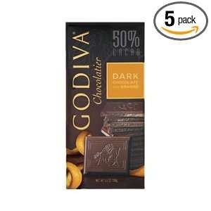 Godiva Dark Chocolate with Orange Bars, 3.5000 ounces (Pack of 5)