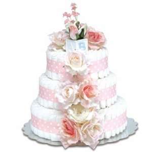  Bloomers Pink Roses with Polka Dots Large Diaper Cake 