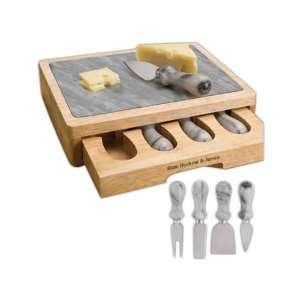Braque   Five piece cheese set with utensils, spreader, knife, fork 