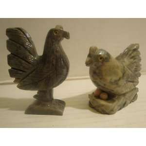 Soapstone Set of Rooster and Hen 2.0h 3.25h Everything 