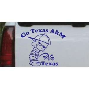 Blue 12in X 10.3in    Go Texas AandM Pee On Texas Car Window Wall 
