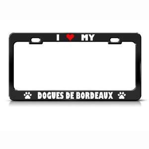 Dogues De Bordeaux Paw Love Heart Pet Dog Metal license plate frame 