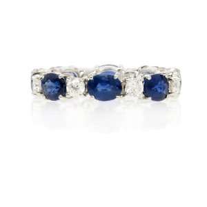   and Blue Sapphire 18k White Gold Eternity Wedding Band Ring Jewelry