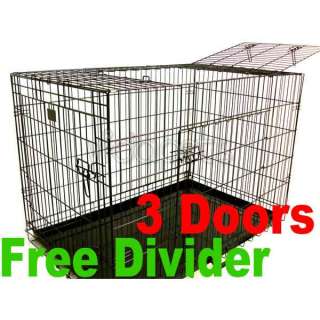 48 3 Door Black Folding Dog Crate Cage Kennel Three 2  