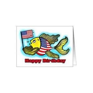   American Flag Fish Patriotic funny cartoon for kids Card Toys & Games