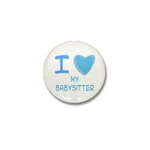  Blue I Heart Love My Babysitter Baby Mini Button by 