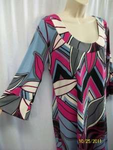 KAREN KANE gray pink mod design scoop neck career dress L  