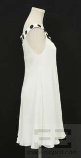 Marchesa Notte White Silk & Black Beaded Trim Shift Dress Size 8 