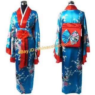 Japan Women Geisha Costume Kimono Dress Robe Gown  