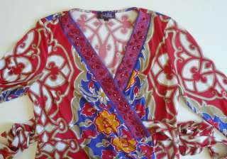 Hale Bob Floral Jersey Wrap Dress L XL 10 12 14 UK 14 16 18 NWT Red 