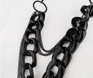 Fashion Korean Style Multi layer Black Big Chains Necklace Free 