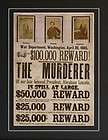 Abraham Lincoln John Wilkes Booth Reward Wanted Poster  