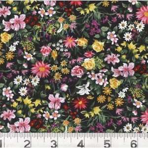  45 Wide I Love The Tweet Life Flowers Black Fabric By 